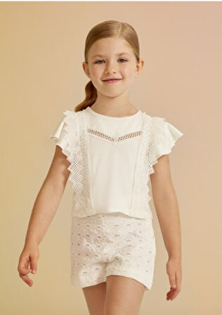 Abel&lula kız çocuk piko nakışlı şort 5231