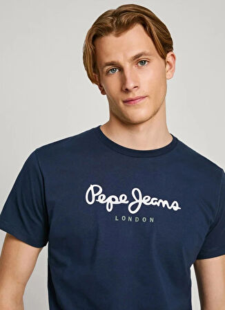 Pepe Jeans Bisiklet Yaka Baskılı Lacivert Erkek T-Shirt PM508208 595 EGGO N