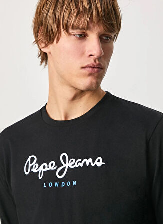 Pepe Jeans Bisiklet Yaka Siyah Erkek T-Shirt PM508209-999 EGGO LONG