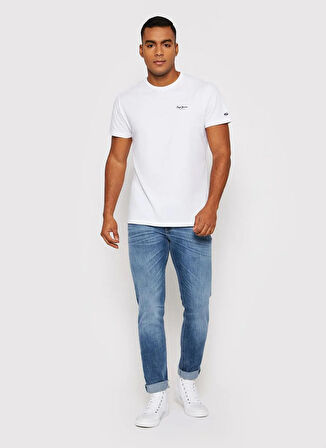 Pepe Jeans Bisiklet Yaka Beyaz Erkek T-Shirt PM508212-800 ORIGINAL BASIC 3 N