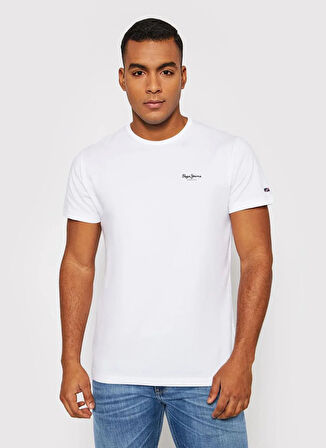 Pepe Jeans Bisiklet Yaka Beyaz Erkek T-Shirt PM508212-800 ORIGINAL BASIC 3 N