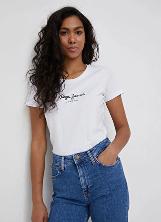 Pepe Jeans Bisiklet Yaka Düz Beyaz Kadın T-Shirt PL505202