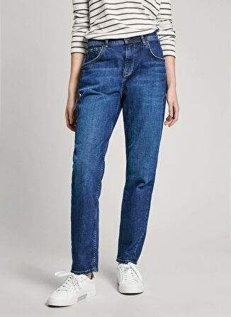 Pepe Jeans Yüksek Bel Dar Paça Standart Lacivert Kadın Denim Pantolon PL204176VR6R
