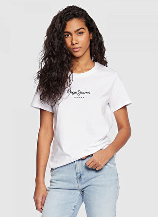 Pepe Jeans Bisiklet Yaka Düz Beyaz Kadın T-Shirt PL505480