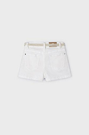 Kız Çocuk Gabardin Şort - Beyaz | 3 YAŞ