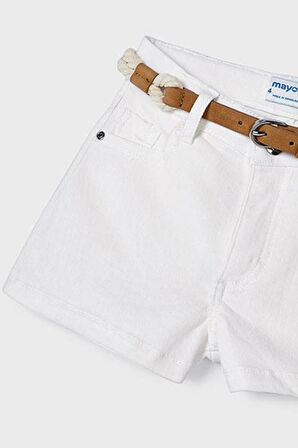 Kız Çocuk Gabardin Şort - Beyaz | 3 YAŞ