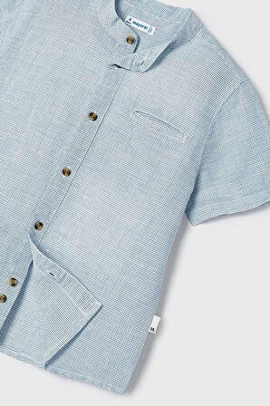 Erkek Çocuk Kısa Kollu Keten Gömlek - Mavi  | 3 YAŞ