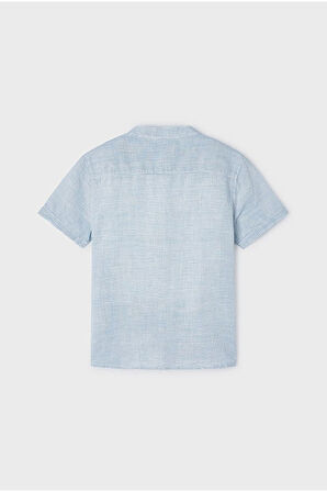 Erkek Çocuk Kısa Kollu Keten Gömlek - Mavi  | 8 YAŞ