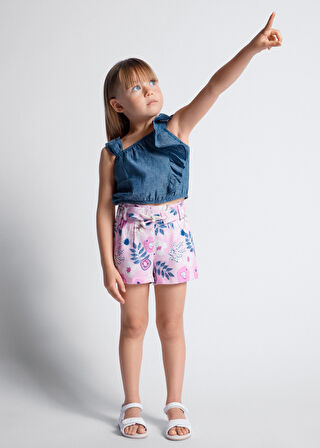 Kız Çocuk Fırfırlı Bluz-Mavi | 5 YAŞ