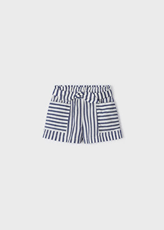 Kız Çocuk Çizgili Şort-Lacivert | 9 YAŞ