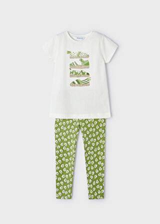 Kız Çocuk Tişört Tayt Set-Krem | 4 YAŞ