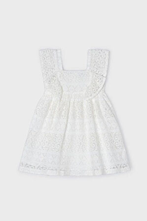 Kız Çocuk Dantelli Elbise - Krem | 6 YAŞ