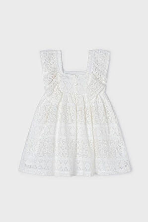 Kız Çocuk Dantelli Elbise - Krem | 6 YAŞ