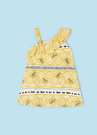 Kız Çocuk Desenli Elbise-Sarı | 4 YAŞ
