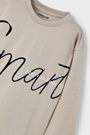 Erkek Çocuk Baskılı Yazılı T-Shirt - Bej | 9Y