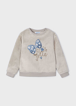Kız Çocuk Suni Kürklü Sweatshirt Gri | 4Y
