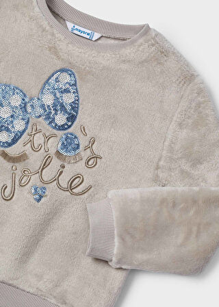 Kız Çocuk Suni Kürklü Sweatshirt Gri | 4Y