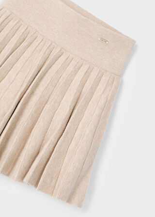Kız Çocuk Pileli Örgü Etek - Krem | 6 YAŞ