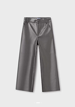 Mayoral Kız Çocuk Deri İspanyol Paça Pantolon Gri 7550 