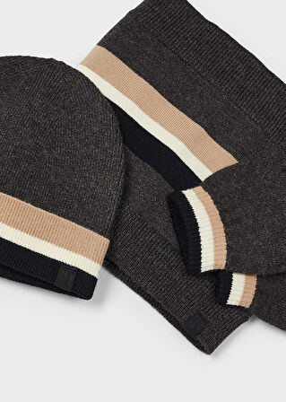 Erkek Çocuk 3 Parça Şapkalı Set Gri | 4Y