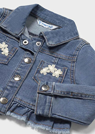 Mayoral Kız Bebek Fırfırlı Denim Ceket 1-3 Yaş Mavi
