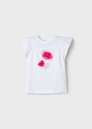 Mayoral Kız Çocuk Çiçekli Tshirt Ekru