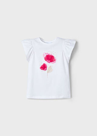 Mayoral Kız Çocuk Kabartbalı Tshirt 4-8 Yaş Kırmızı