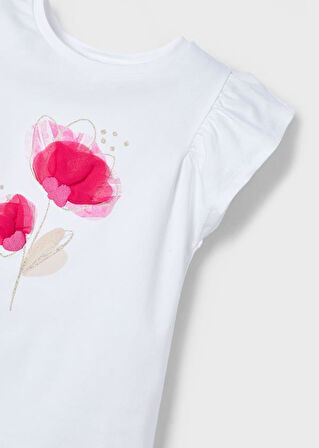 Mayoral Kız Çocuk Kabartbalı Tshirt 4-8 Yaş Kırmızı