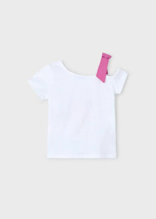 Mayoral Kız Çocuk Asimetrik Tshirt 4-8 Yaş Beyaz