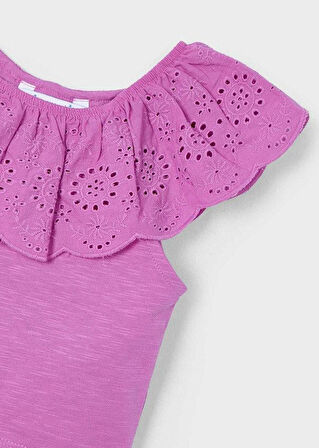 Mayoral Kız Çocuk Fırfırlı Tshirt 4-8 Yaş Pembe