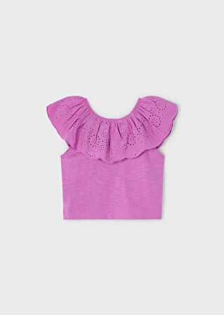 Mayoral Kız Çocuk Fırfırlı Tshirt 4-8 Yaş Pembe