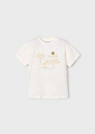 Mayoral Erkek Çocuk Baskılı Tshirt 4-8 Yaş Krem