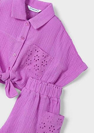 Mayoral Kız Çocuk Delikli Şortlu Takım 4-8 Yaş Pembe