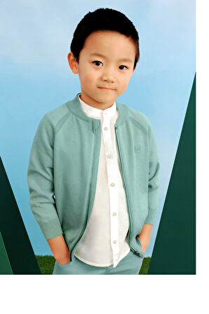 Mayoral Erkek Çocuk Fermuarlı Sweatshirt 4-8 Yaş Yeşil