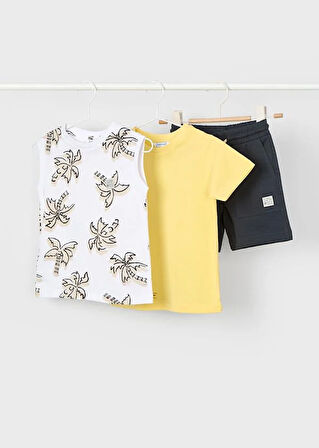 Mayoral Erkek Çocuk Baskılı 3'Lü Şortlu Takım 4-8 Yaş Sarı