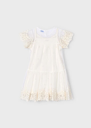 Mayoral Kız Çocuk İşlemeli Tül Elbise