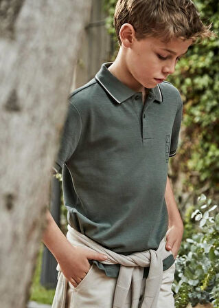 Mayoral Erkek Çocuk Sırt Baskılı Polo Tshirt 10-14 Yaş Yeşil