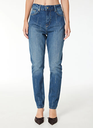 Pepe Jeans Yüksek Bel Düz Paça Regular Straight Koyu Mavi Kadın Denim Pantolon PL2046010