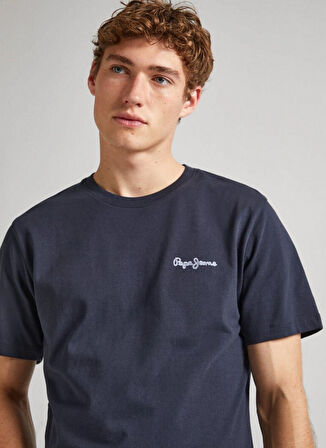 Pepe Jeans Bisiklet Yaka Baskılı Lacivert Erkek T-Shirt PM509367 594 SINGLE CLIFORD