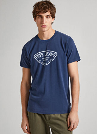 Pepe Jeans Bisiklet Yaka Baskılı Lacivert Erkek T-Shirt PM509381 594 CHERRY