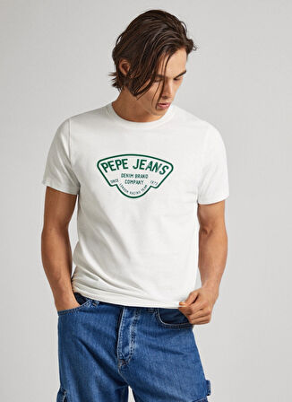 Pepe Jeans Bisiklet Yaka Baskılı Ekru Erkek T-Shirt PM509381 803 CHERRY