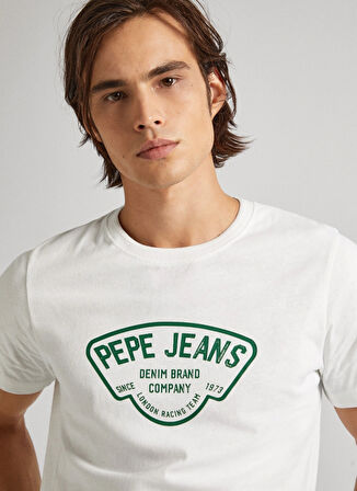 Pepe Jeans Bisiklet Yaka Baskılı Ekru Erkek T-Shirt PM509381 803 CHERRY