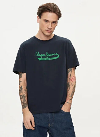 Pepe Jeans Bisiklet Yaka Baskılı Lacivert Erkek T-Shirt PM509390 594 CLAUDE