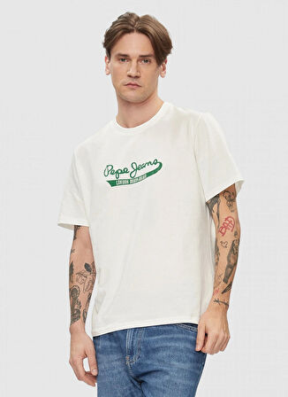 Pepe Jeans Bisiklet Yaka Baskılı Ekru Erkek T-Shirt PM509390 803 CLAUDE