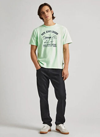 Pepe Jeans Bisiklet Yaka Baskılı Açık Yeşil Erkek T-Shirt PM509389 612 CEDRIC