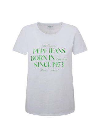 Pepe Jeans Bisiklet Yaka Baskılı Beyaz Kadın T-Shirt PL505822