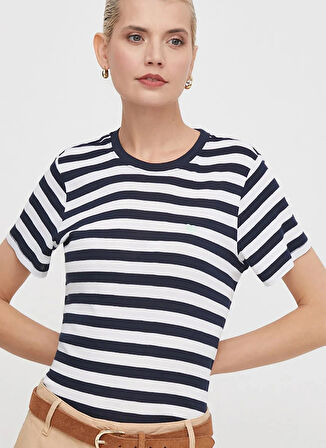 Pepe Jeans Bisiklet Yaka Çizgili Lacivert Kadın T-Shirt PL505845