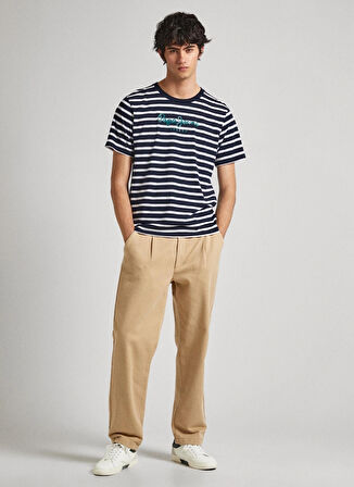 Pepe Jeans Bisiklet Yaka Çizgili Lacivert Erkek T-Shirt PM509407 594 STRIPED EGGO