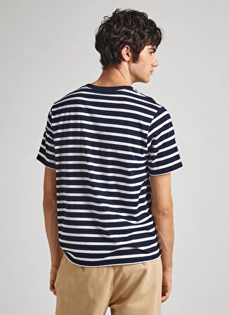 Pepe Jeans Bisiklet Yaka Çizgili Lacivert Erkek T-Shirt PM509407 594 STRIPED EGGO