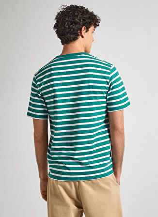 Pepe Jeans Bisiklet Yaka Çizgili Koyu Yeşil Erkek T-Shirt PM509407 654 STRIPED EGGO